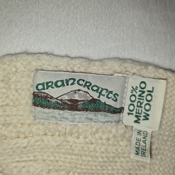 Aran Crafts Merino Wool Cream Cable Knit Scarf Fisherman Style Made In Ireland - Picture 5 of 6